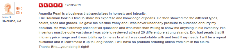 Yelp Review Anandia Pearls